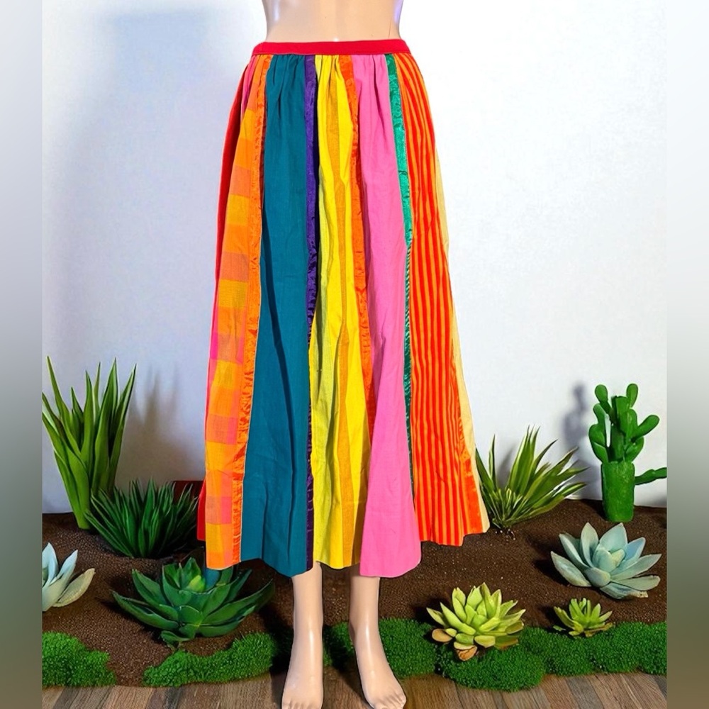 Vintage 1970’s JOSEFA PATCHWORK STRIPED MAXI SKIRT 100%Cotton RARE!!